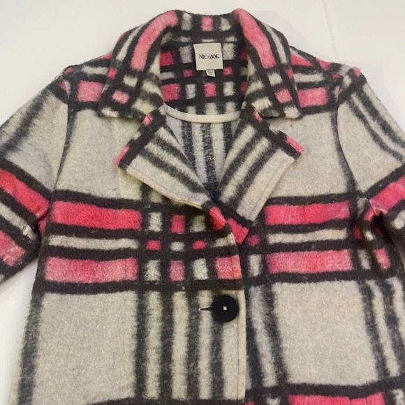NIC + ZOE Check Pop  Sweater Jacket / Coat. Pink Multi Cotton Wool Blend - M - Picture 7 of 16